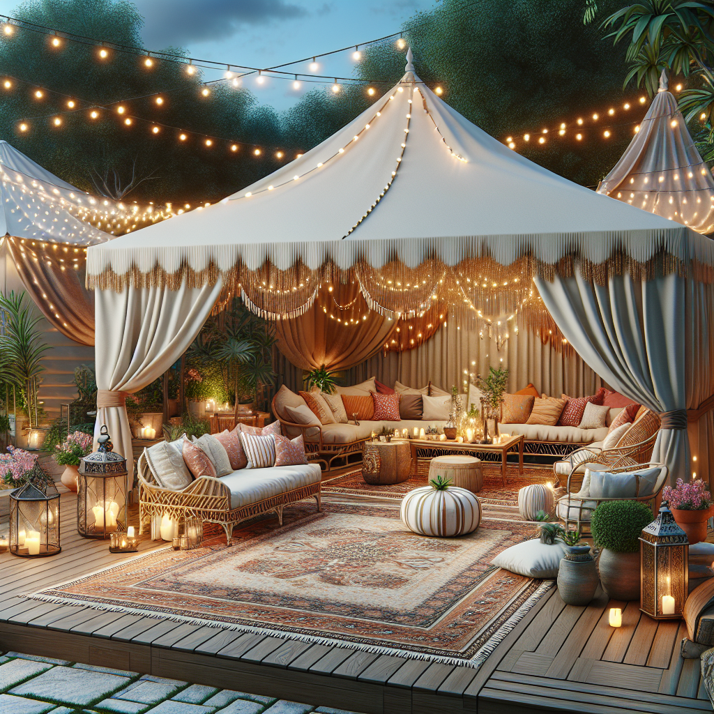 budget luxury backyard tent decor