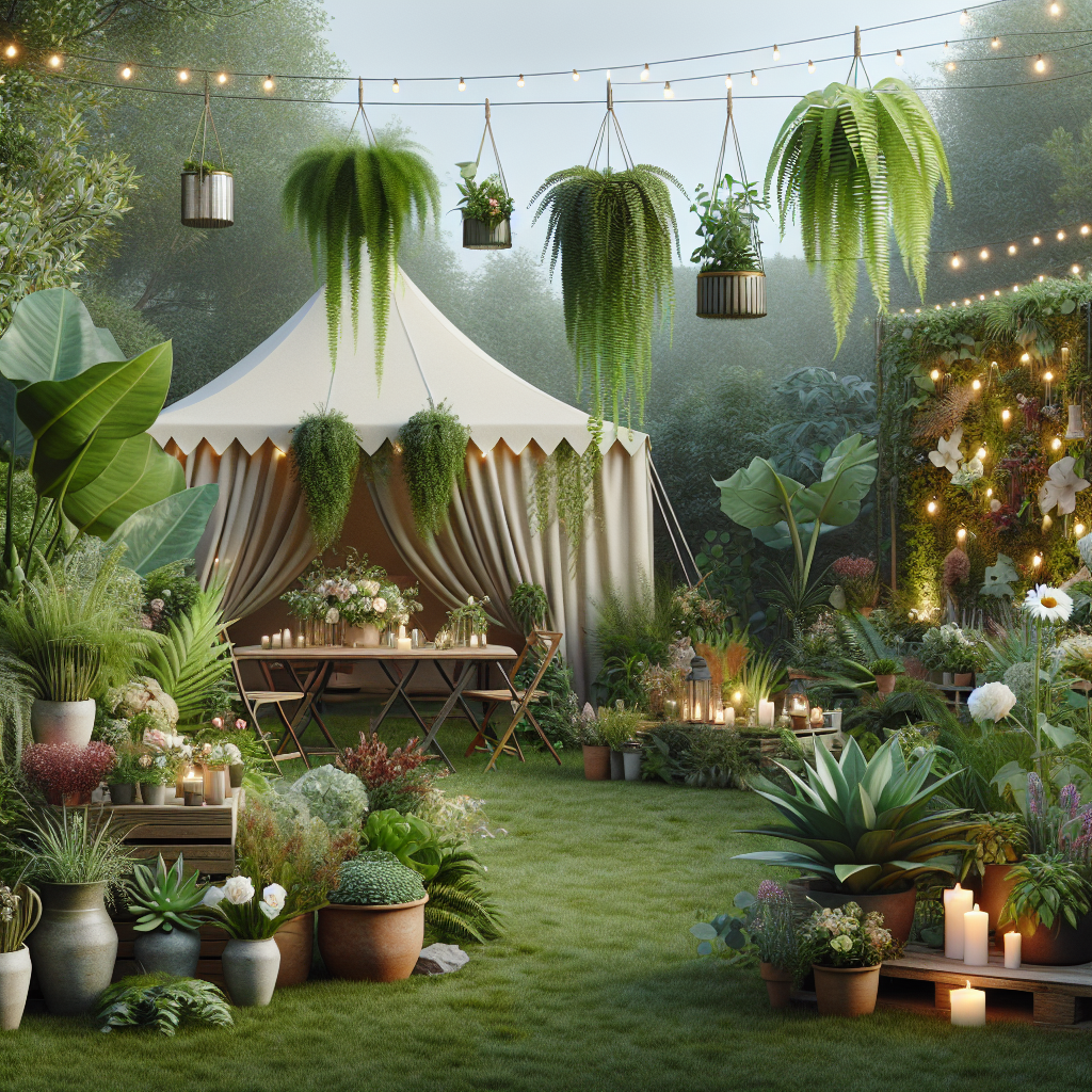 backyard tent greenery decor